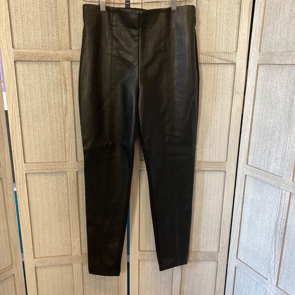 Ann Taylor Seamed Faux Leather Leggings - Picture 3 of 8